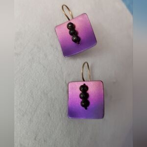 Source Unknown Pink and Purple Square Earrings